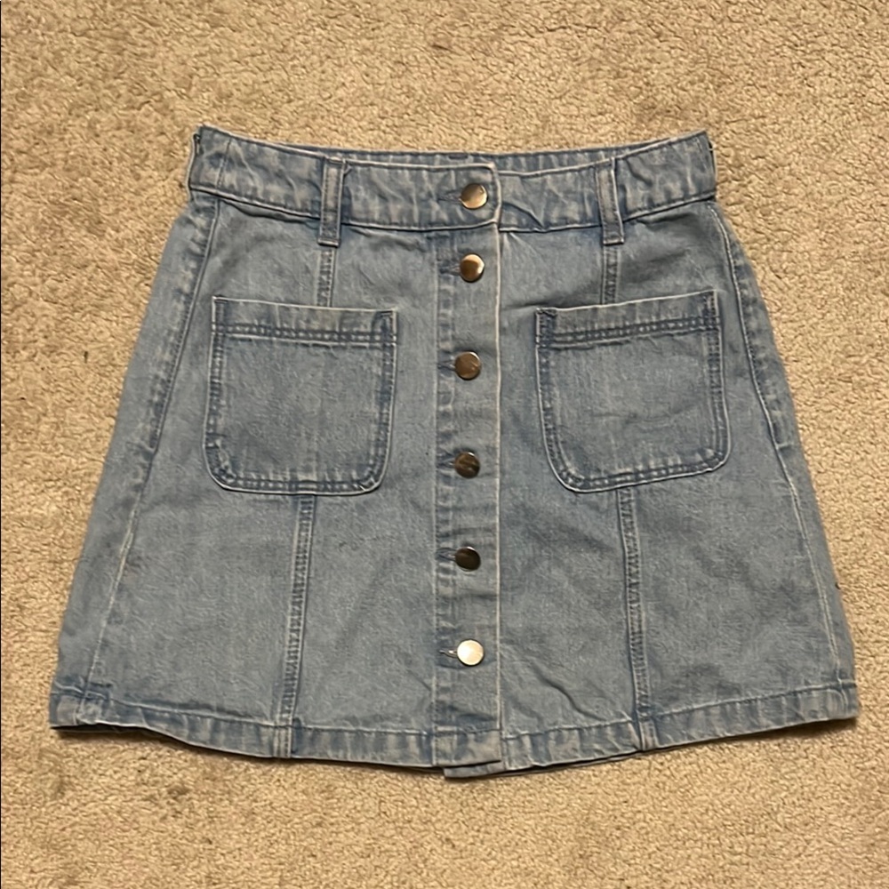 Divided Blue A-Line Mini Skirt for Casual Work